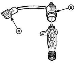 Расположение разъема а датчика скорости автомобиля b