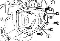 Расположение болтов (1) крепления боковой крышки (2)