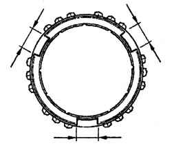 Места измерения ширины паза сухаря зубчатого кольца синхронизатора